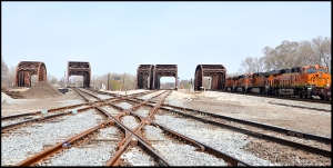 Train Spotting at the five steel bridges near Broadway Street in Blue Island, Ill. 